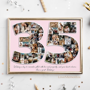 35. Geburtstagsgeschenk für ihre Frauen, 35 Jahre alt Geschenk für ihn Männer, 35.Karte Dekoration Einladung Frau Bester Freund, personalisierte Collage Idee