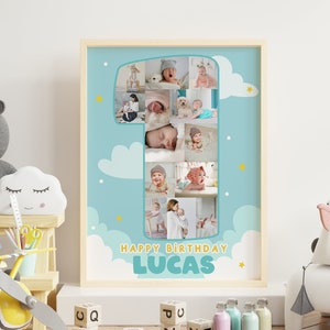 Geburtstagsgeschenk für einen Jungen, 1 Jahr alter Geburtstagsparty Dekor Junge, Geburtstagskarte, Hochstuhlbanner, erste Geburtstagskarte, 1 Jahr alter Junge