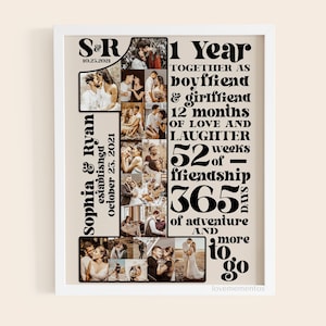 1 Year Anniversary Gift for Boyfriend, Custom First Anniversary Collage Gift,  One Year Anniversary Gift for Husband, First Year Together 