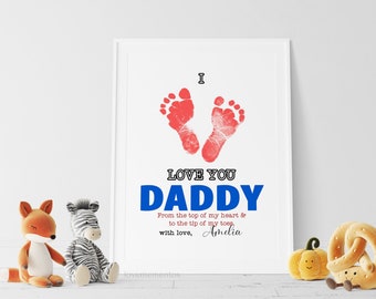Birthday Gift for Daddy from Baby, Daddy Birthday Gift from Daughter, Happy Birthday Daddy Gift from Son, Christmas Gift for Daddy Footprint