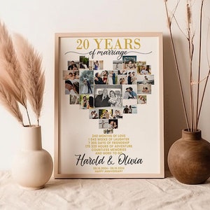 20 years Wedding Anniversary Gift for Husband, 20th Anniversary Gift for Him, Twentieth Anniversary Gifts for Couples, Twenty Years Down, 20