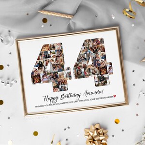 Custom 44th Birthday Gift Photo Collage, 44th Birthday Gift for Men, 44th Birthday Party Decorations Banner Sign Poster, 44th Birthday Women