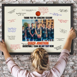 Remerciement d'un entraîneur de basket-ball modifiable, cadeau de l'équipe de basket-ball pour les signatures de l'entraîneur, carte de remerciement pour entraîneur de basket-ball, prix de basket-ball senior