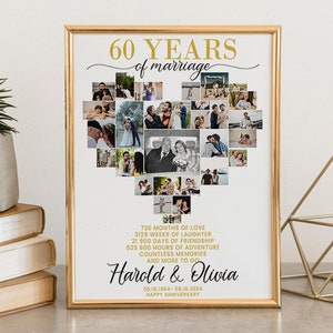 60 Years of Marriage, 60th Wedding Anniversary Gift for Couples, 60th Anniversary Decorations, 60th Wedding Anniversary Gifts for Parents