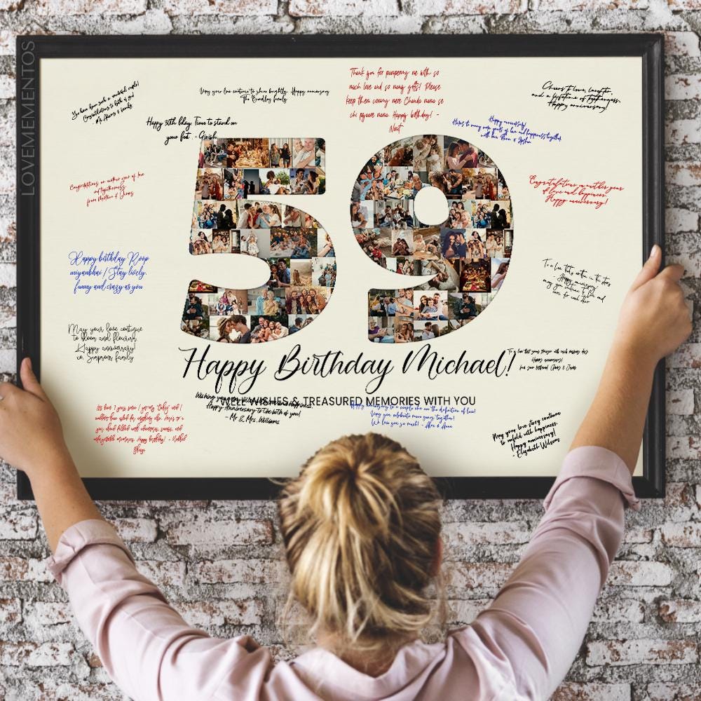 59歳の誕生日デコレーションゲストブックサイン、59歳の誕生日