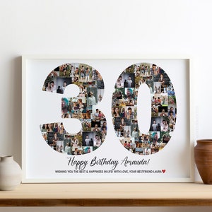 Custom 30th Birthday Gift Photo Collage, 30th Birthday Gift for Men, 30th Birthday Decorations Banners Sign, Happy 30th Birthday Gift Women