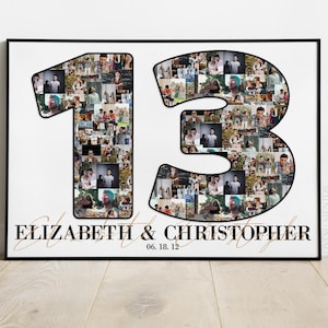Regalo de aniversario número 13 para él y ella, tarjeta de regalo de aniversario número 13 de bodas para parejas, imagen svg, regalo de aniversario número 13 para esposo y esposa