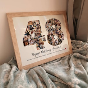 Custom 48th Birthday Gift Photo Collage, 48th Birthday Gift for Men, 48th Birthday Party Decorations Banner Sign Poster, 48th Birthday Women