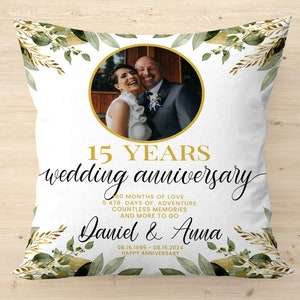 15th Anniversary Gift for Men Husband, 15th Wedding Anniversary Photo Pillow Gift for Wife, 15 Years Anniversary Custom Gift for Couples