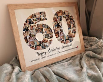 Custom 60th Birthday Gift Photo Collage, 60th Birthday Gift for Men, 60th Birthday Party Decorations Banner Sign Poster, 60th Birthday Women