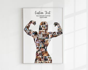 Geschenk für Bodybuilderinnen, Fotocollage von Bodybuilderinnen, Gewichtheberin, Geschenk für Bodybuilding-Trainer, Geschenk für Fitness-Frauen, Fitnessstudio-Besucherin