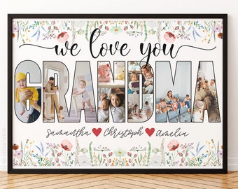 Grandma Photo Gift from Grandkids, Custom Collage Art Grandma from Baby, birthday gift for grandma mothers day, gift from granddaughter idea