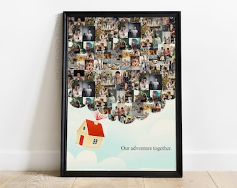 Balloon House Photo Collage, Disney Photo Collage Gifts, Carl & Ellie Up Flying House, Disney Wedding Gift, Disney Anniversary, Family Gift