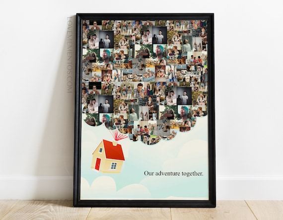 Balloon House Photo Collage, Disney Photo Collage Gifts, Carl & Ellie Up Flying House, Disney Wedding Gift, Disney Anniversary, Family Gift