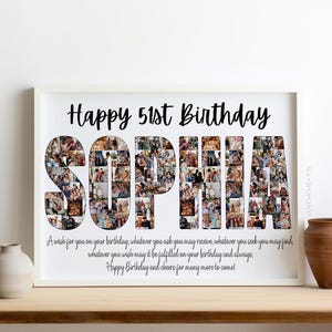 Personalized 51st Birthday Gift Men Women, 51st Birthday Name Collage, 51st Birthday Party Decors Invitation, 51st Birthday Gift for Him Her