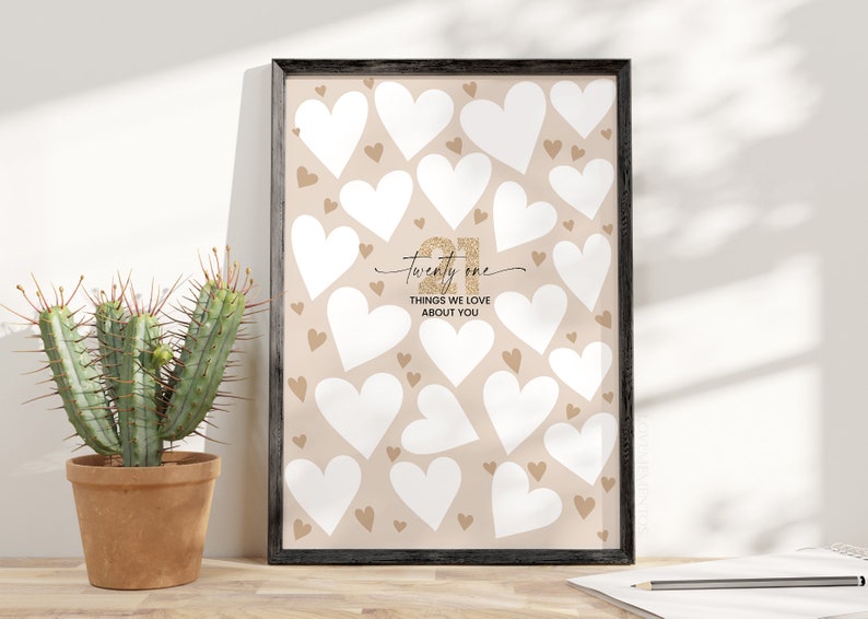 Decoraciones para el 21 cumpleaños, libro de visitas "21 cosas que nos encantan de ti", regalos para el 21 cumpleaños, cartel para fiesta de cumpleaños de 21 años, regalo para él o ella 21 imagen 5