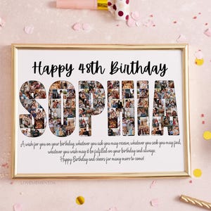 Personalized 48th Birthday Gift Men Women, 48th Birthday Name Collage, 48th Birthday Party Decors Invitation, 48th Birthday Gift for Him Her