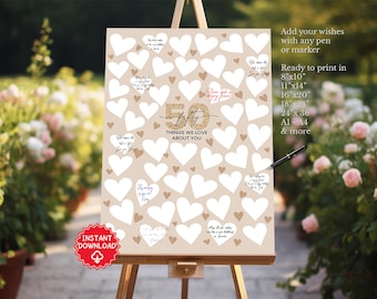 50th Birthday Gift, 50 Reasons We Love You Guestbook, 50 things we love abut you, 50th Birthday decoration Games Party Invitation Men Women