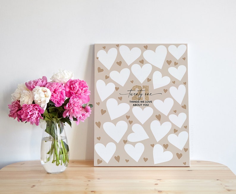 Decoraciones para el 21 cumpleaños, libro de visitas "21 cosas que nos encantan de ti", regalos para el 21 cumpleaños, cartel para fiesta de cumpleaños de 21 años, regalo para él o ella 21 imagen 7