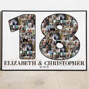 Regalo de aniversario de 18 años para él y ella, tarjeta de regalo de aniversario de bodas número 18 para parejas, imagen svg, regalo de aniversario número 18 para esposo y esposa