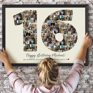 Regalo di compleanno 16° ragazzo ragazza, biglietto di auguri stampabile per il 16° compleanno, invito per il 16° compleanno, poster per il 16° compleanno SVG maglietta foto ragazzo ragazza