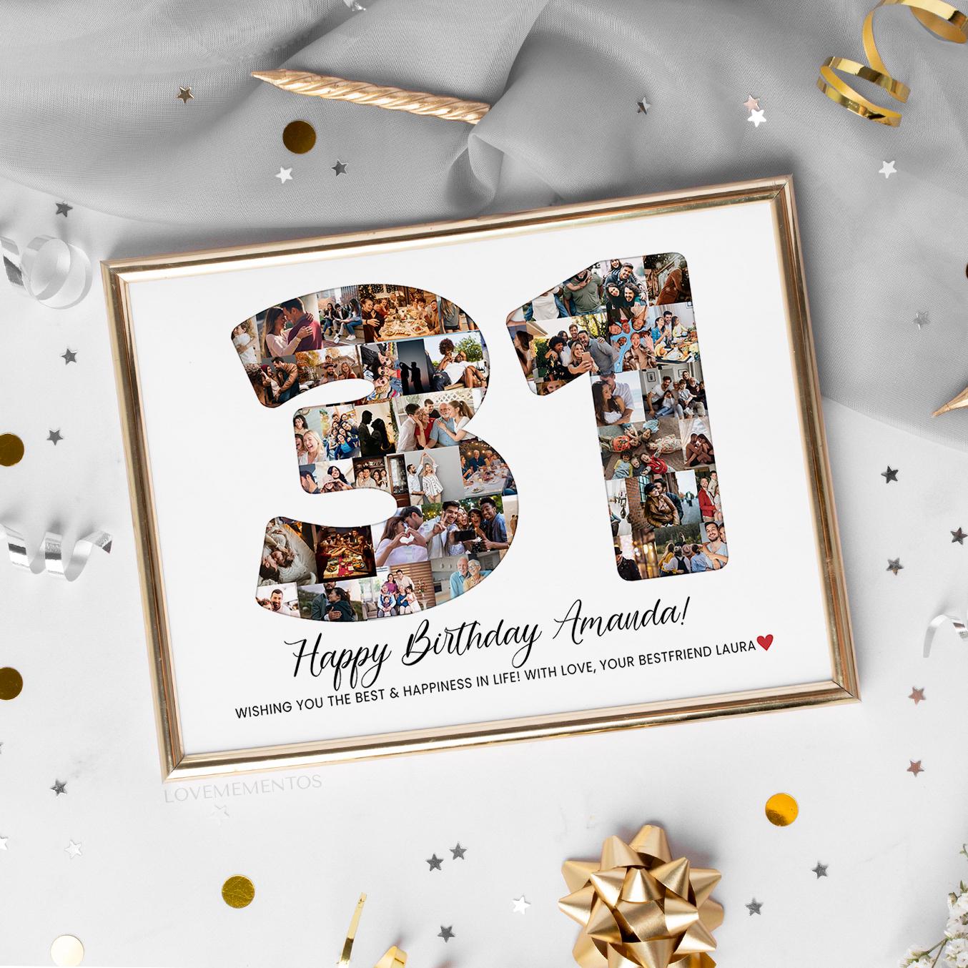 Custom 31st Birthday Gift Photo Collage, 31st Birthday Gift for Men, 31st Birthday Party Decorations Banner Sign Poster, 31st Birthday Women