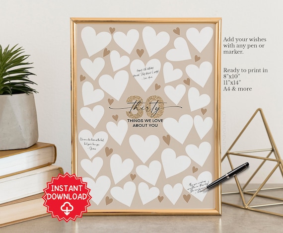 30 Reasons Why we love you guestbook, 30 things we love about you, 30th birthday gifts for women men, 30th birthday decorations for her him