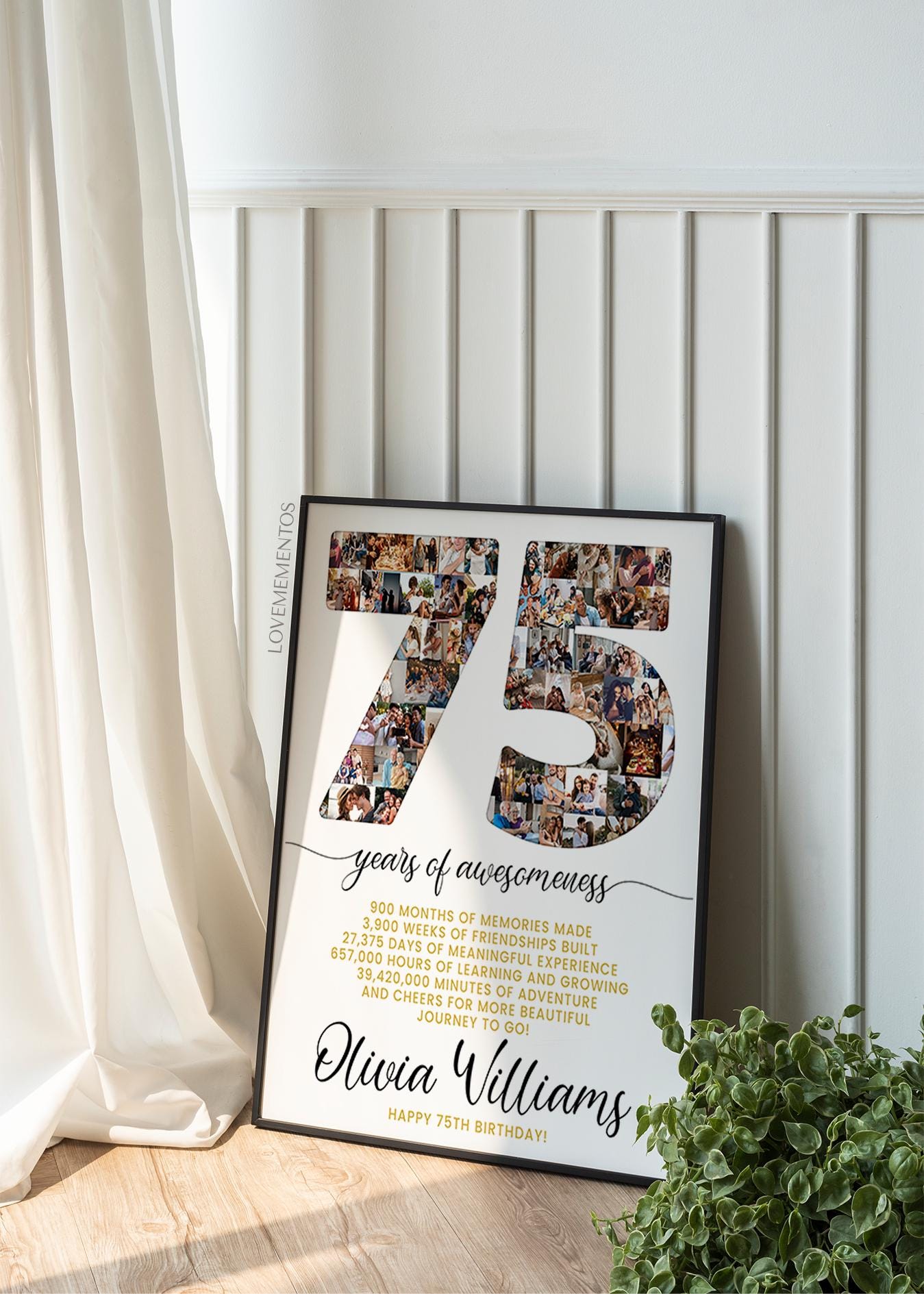 75th Birthday Gift Photo Collage Countdown, 75 Reasons Why We Love You ...