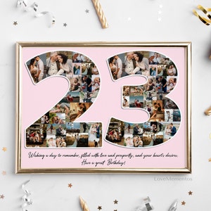 23rd Birthday Gift for Her & Him, 23 Years Old Gift Men Women, Happy 23rd Birthday Party Decoration Invitation Card, Personalized Collage