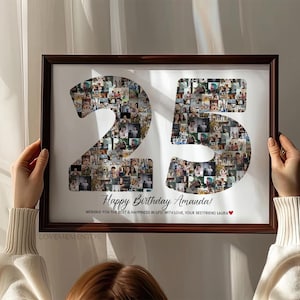 25e verjaardagscadeau, 25e verjaardagsversieringen, 25e verjaardagsuitnodiging, 25e verjaardagskaart fotocollage, 25e cadeau voor mannen vrouwen shirt