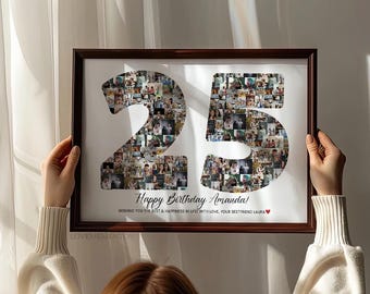 25e verjaardagscadeau, 25e verjaardagsversieringen, 25e verjaardagsuitnodiging, 25e verjaardagskaart fotocollage, 25e cadeau voor mannen vrouwen shirt