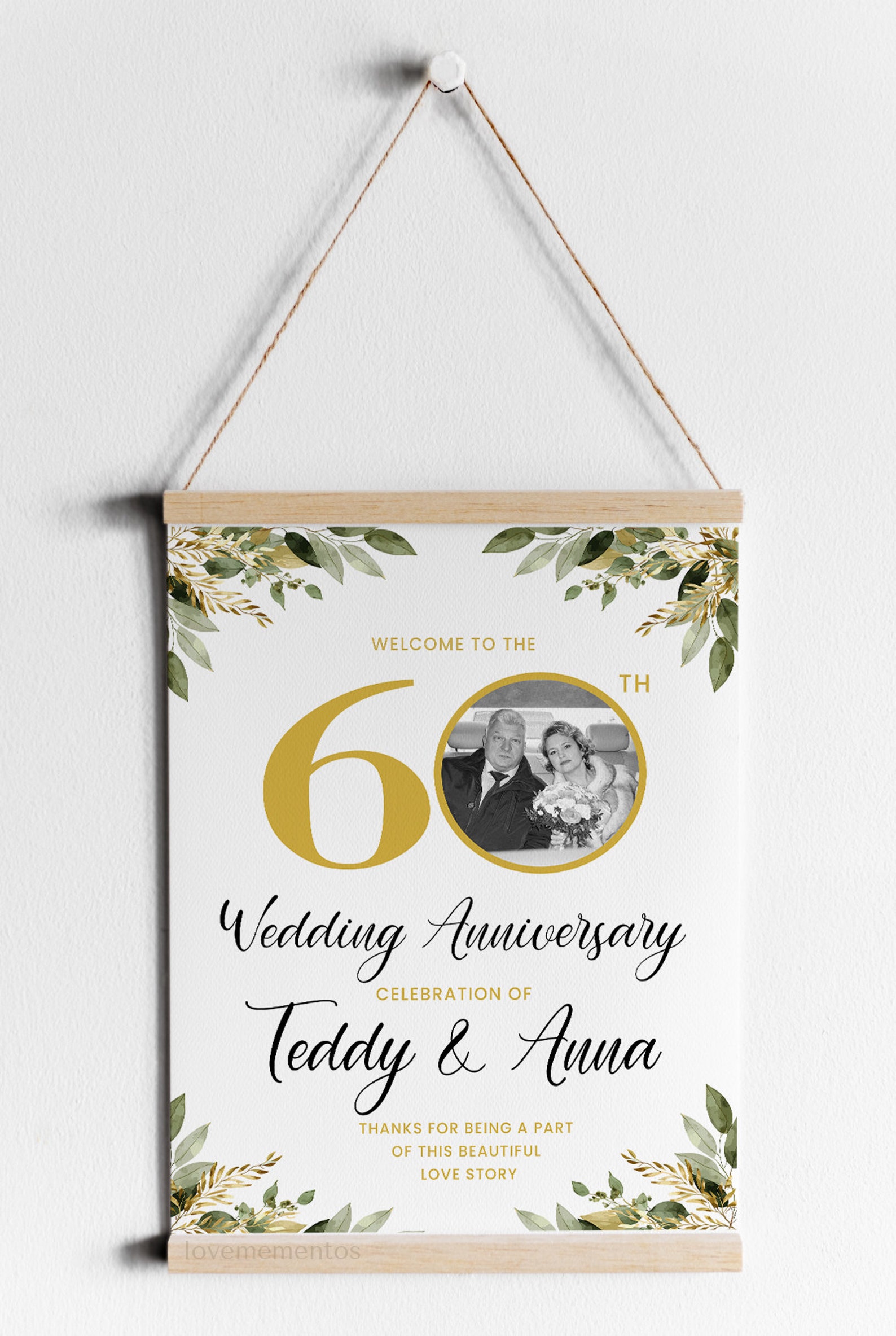 60th Anniversary Party Welcome Sign, 60th Wedding Anniversary Poster ...