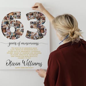 63 Geburtstagsgeschenk Foto Collage Countdown, 63 Gründe warum wir dich lieben, 63 Geburtstagsgeschenk für sie Ihn, 63 Geburtstagskarte einladen Plakat