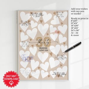 30 Reasons I love you, 30 things I love about you, 30th birthday gift for him men husband boyfriend, 30th birthday gift her girlfriend wife