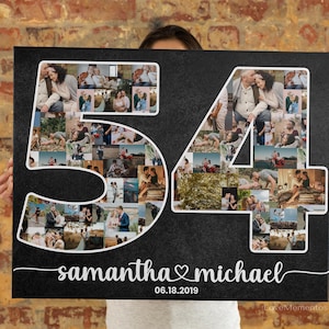 Regalo per il 54° anniversario di matrimonio per marito e moglie, regalo di nozze per 54 anni per lui e i suoi genitori, sposati da 54 anni insieme, collage personalizzato