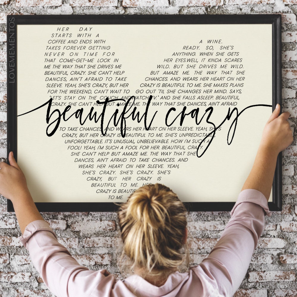beautiful crazy lyrics  Art Print for Sale by thelittleflower