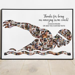 Swim Coach Gift, Swimming Coach Gift, Swim Instructor, Gift for Swimmer, Swim Senior Gift for Coach, Personalized Swim Photo Collage