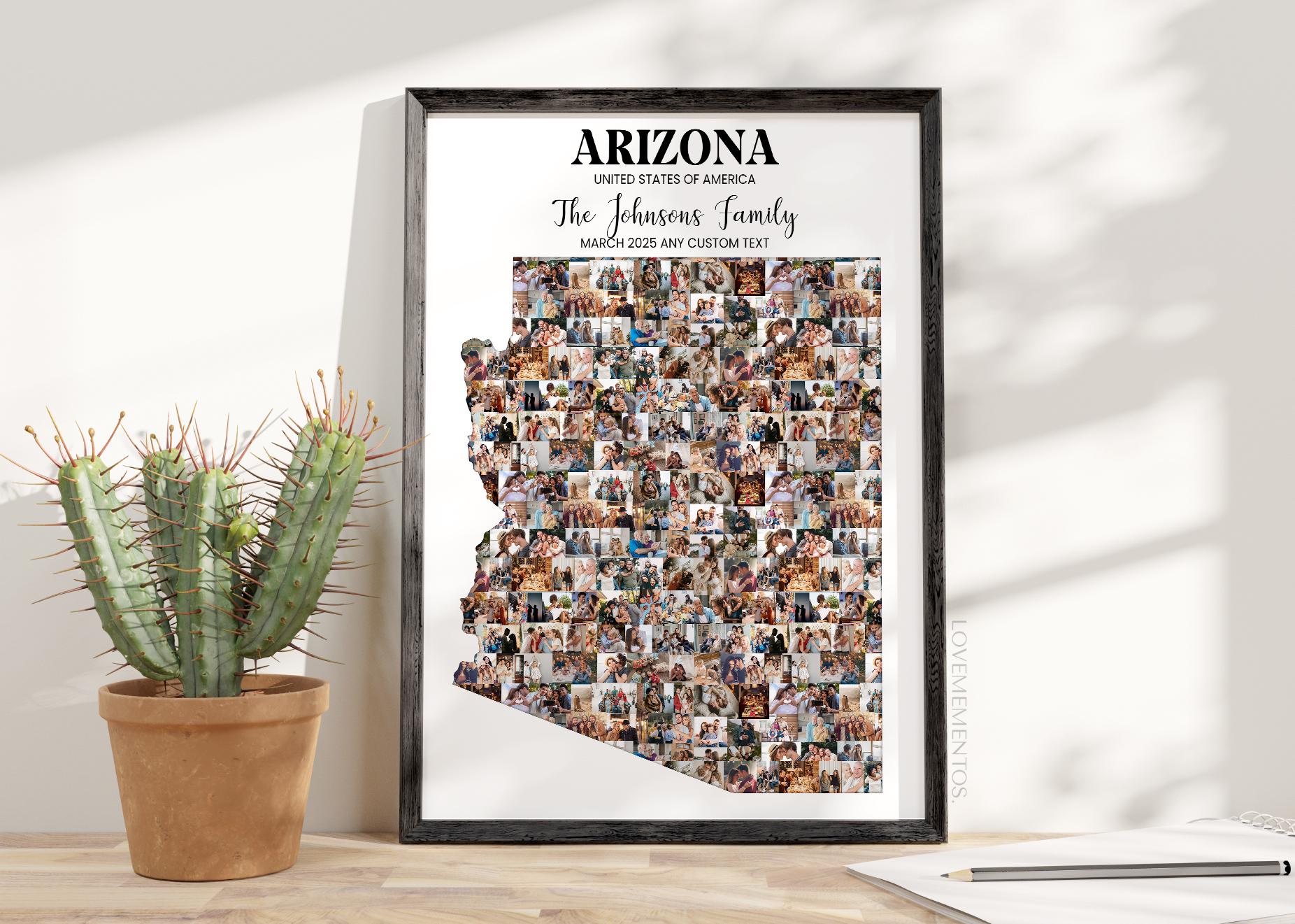 Arizona Map Art Photo Collage, Arizona Travel Memories, Arizona ...