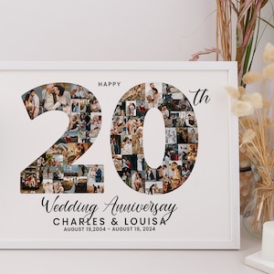 20th Anniversary Gift for Couples, 20th Anniversary Gift for Mom & Dad Parents, 20 Years Anniversary Gift for Husband Wife, Photo Collage