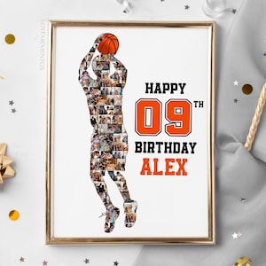 Cadeau d'anniversaire de basket-ball, bannière d'anniversaire de basket-ball, panneau de bienvenue, cadeau d'anniversaire de basket-ball pour garçons, carte à thème d'invitation à une fête de basket-ball