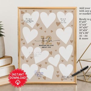 12 Reasons We love you, 12th Birthday Gift for Girl Boy, 12th Birthday party decor, 12th birthday card invite, 12th birthday guest sign
