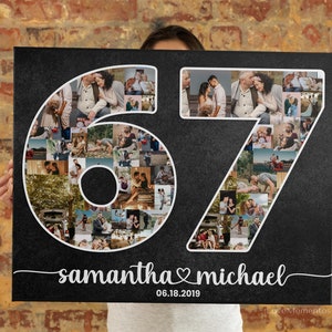 67. Jahrestag Geschenk für Mann & Frau, 67 Jahre Hochzeitsgeschenk für Ihn ihre Paare Eltern, Verheiratet 67 Jahre zusammen, personalisierte Collage