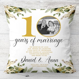 Personalized 10th Anniversary Gift for Husband Pillow, 10 Year Wedding Anniversary Gift for Wife, 10 years of marriage gift for couples, tin