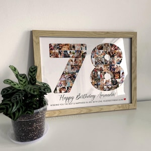 Collage de fotos personalizado para regalo de 78.º cumpleaños, regalo de 78.º cumpleaños para hombres, pancarta, cartel y decoración para fiesta de 78.º cumpleaños, regalo de 78.º cumpleaños para mujeres.