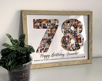 Custom 78th Birthday Gift Photo Collage, 78th Birthday Gift for Men, 78th Birthday Party Decorations Banner Sign Poster, 78th Birthday Women