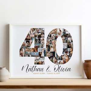 40th Anniversary gift for Parents, Personalized 40th Wedding Anniversary Photo Collage Gift for Couples, 40th Anniversary Gift for Husband