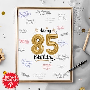 Printable 85th Birthday Decorations, 85th Birthday Guest Book, 85th Birthday Party Welcome Sign Banner Poster, 85th Birthday Theme Ideas