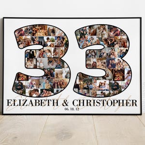 Collage fotografico per il 33° anniversario, regalo per coppie di genitori, foto per il 33° anniversario di matrimonio marito moglie, biglietto per il 33° anniversario per lui
