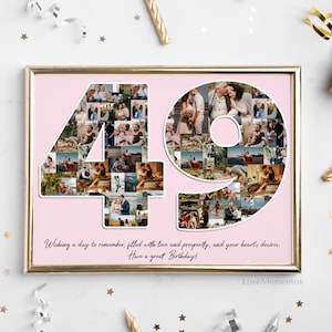 Regalo di compleanno per le donne del 49° compleanno, regalo di compleanno per gli uomini del 49° compleanno, invito di decorazione per il 49° compleanno, collage fotografico marito moglie del 49° compleanno