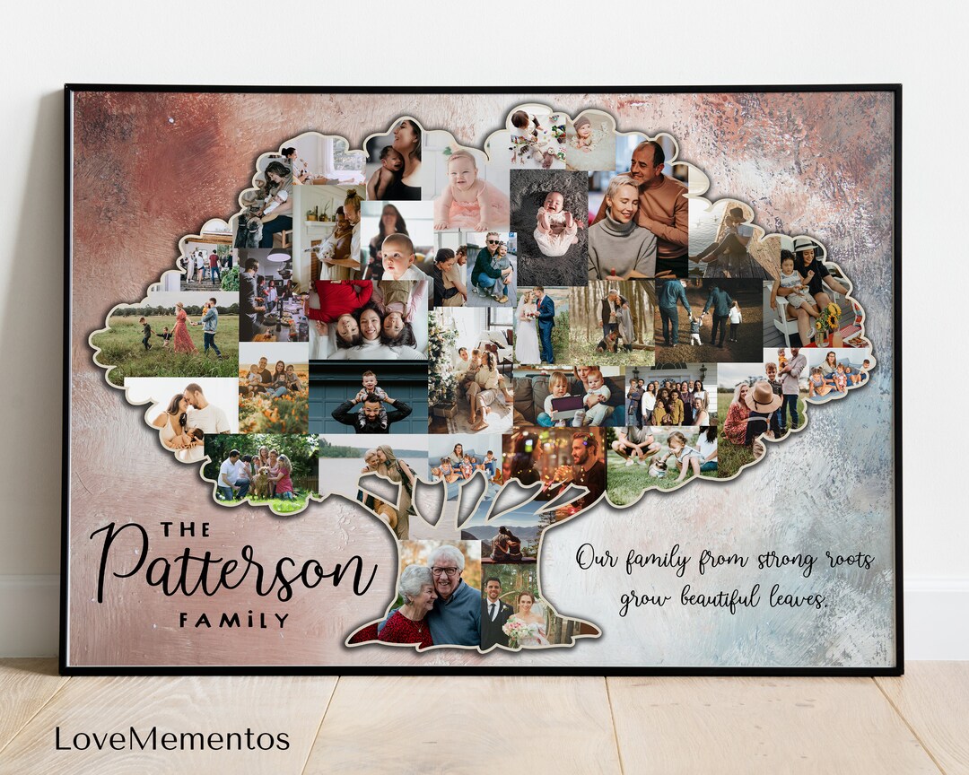 Personalized Family Tree Canvas Wall Decor, Family Tree Art Print, Gift